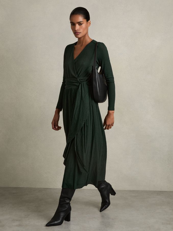 Petite Jersey Wrap-Tie Midi Dress in Green (AD9452) | €115