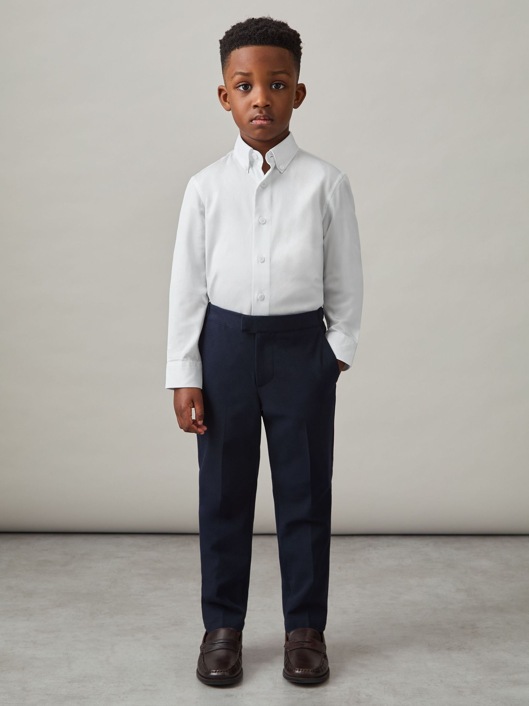 3-9 jaar wit slim-fit katoenen overhemd met knopen (AE6497) | € 35