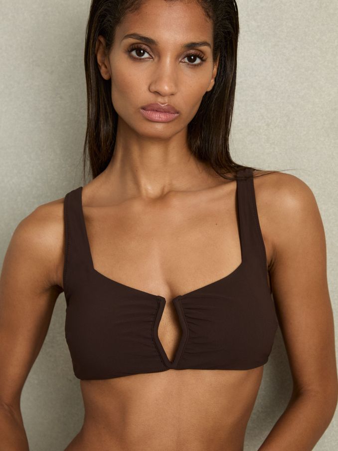 V-Front Bikini Top in Mocha (AE6499) | US$115