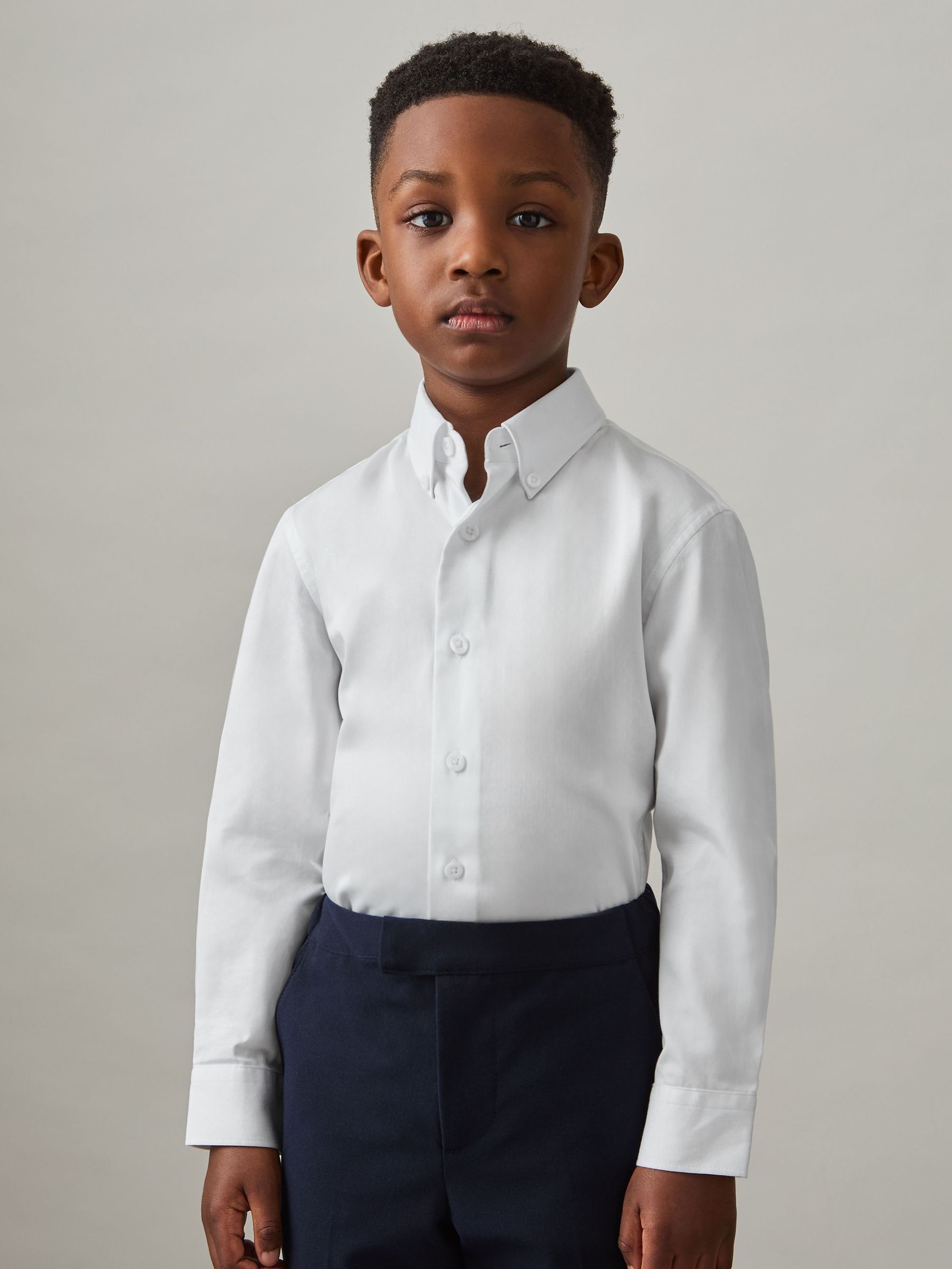 9-13 jaar wit slim-fit katoenen overhemd met knopen (AE6510) | € 35