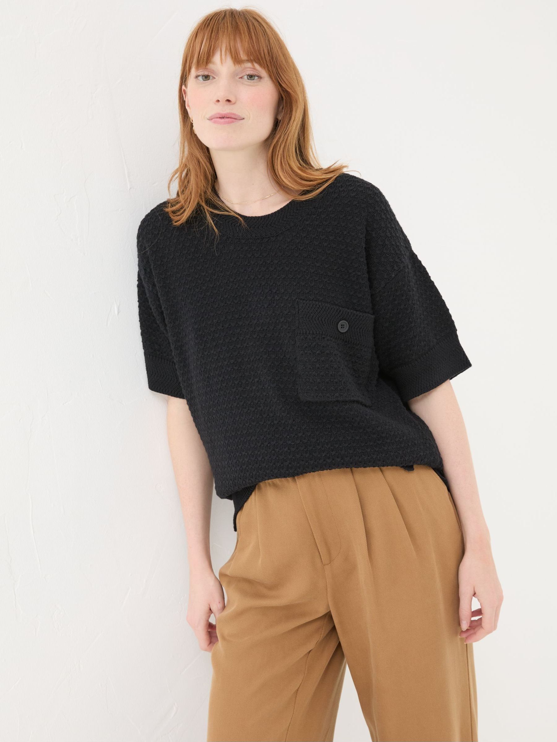 Black Sania Textured T-Shirt (AF7422) | €33