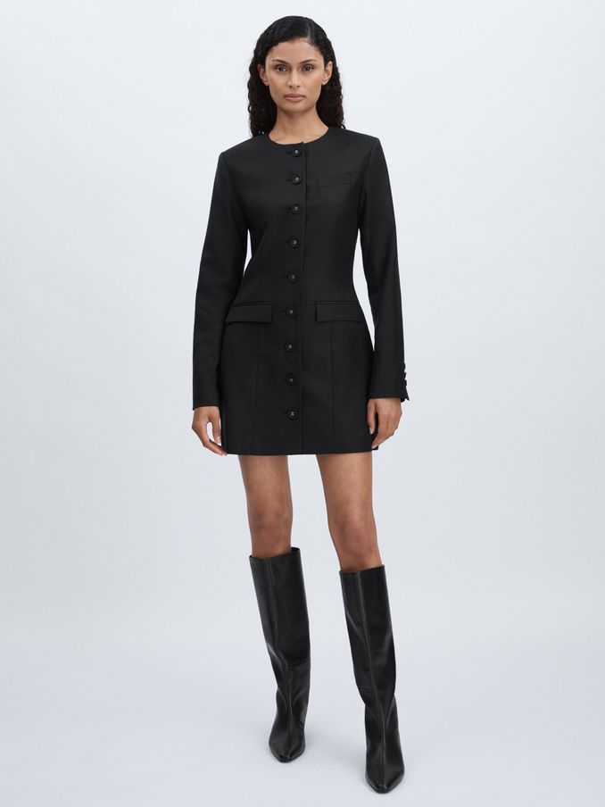 Anna Quan Tailored Button Through Mini Dress in Black (AF7462) | 2,062 SAR