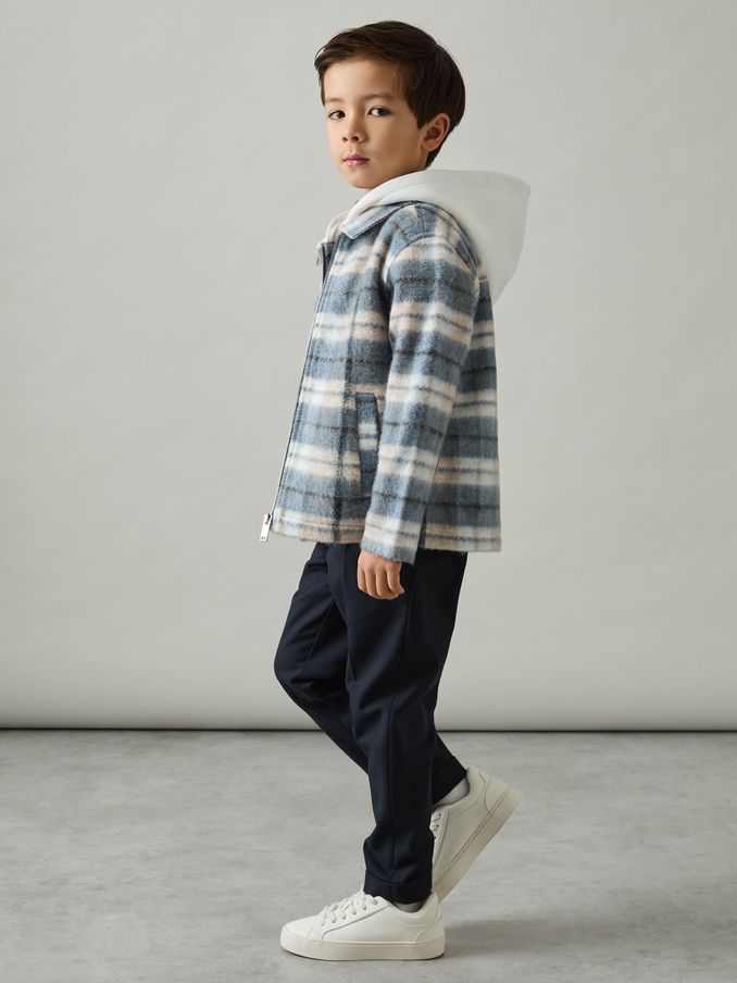 9-13 jr lange mouwen met capuchon Ruit overshirt in blauw (AG1898) | € 56