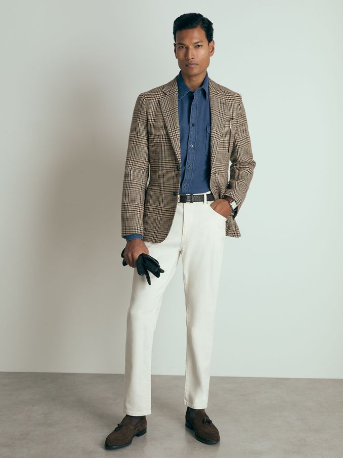 Atelier Single-Breasted Blazer in Wool Prince of Wales-Check in Brown (AG1903) | €423