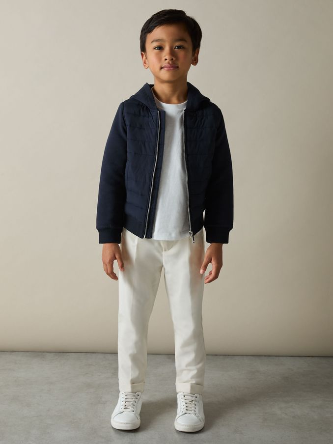 3-9 yrs Interlock Hybrid Hooded Puffer Jacket in Navy (AG1907) | €70