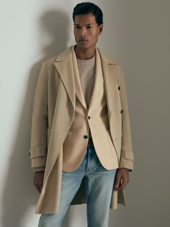 Atelier Single-Breasted Blazer in Wool-Blend Twill in Stone (AG1912) | CA$381