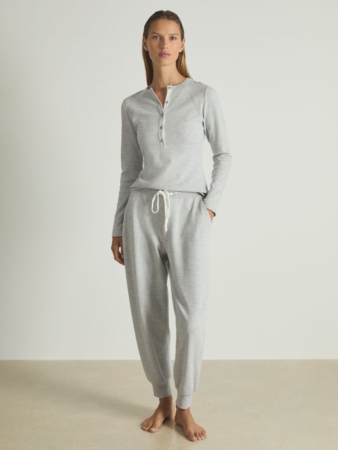Waffle Jersey Joggers with Cotton in Grey Marl (AG5664) | €54