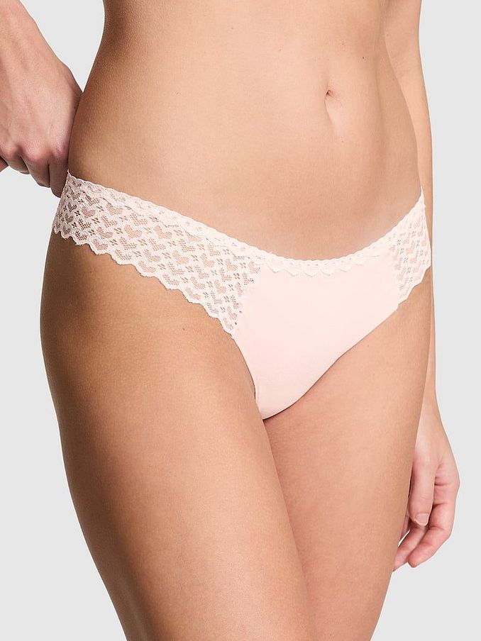 Angel Pink Thong No Show Heart Lace Knickers (AG8800) | €10.50