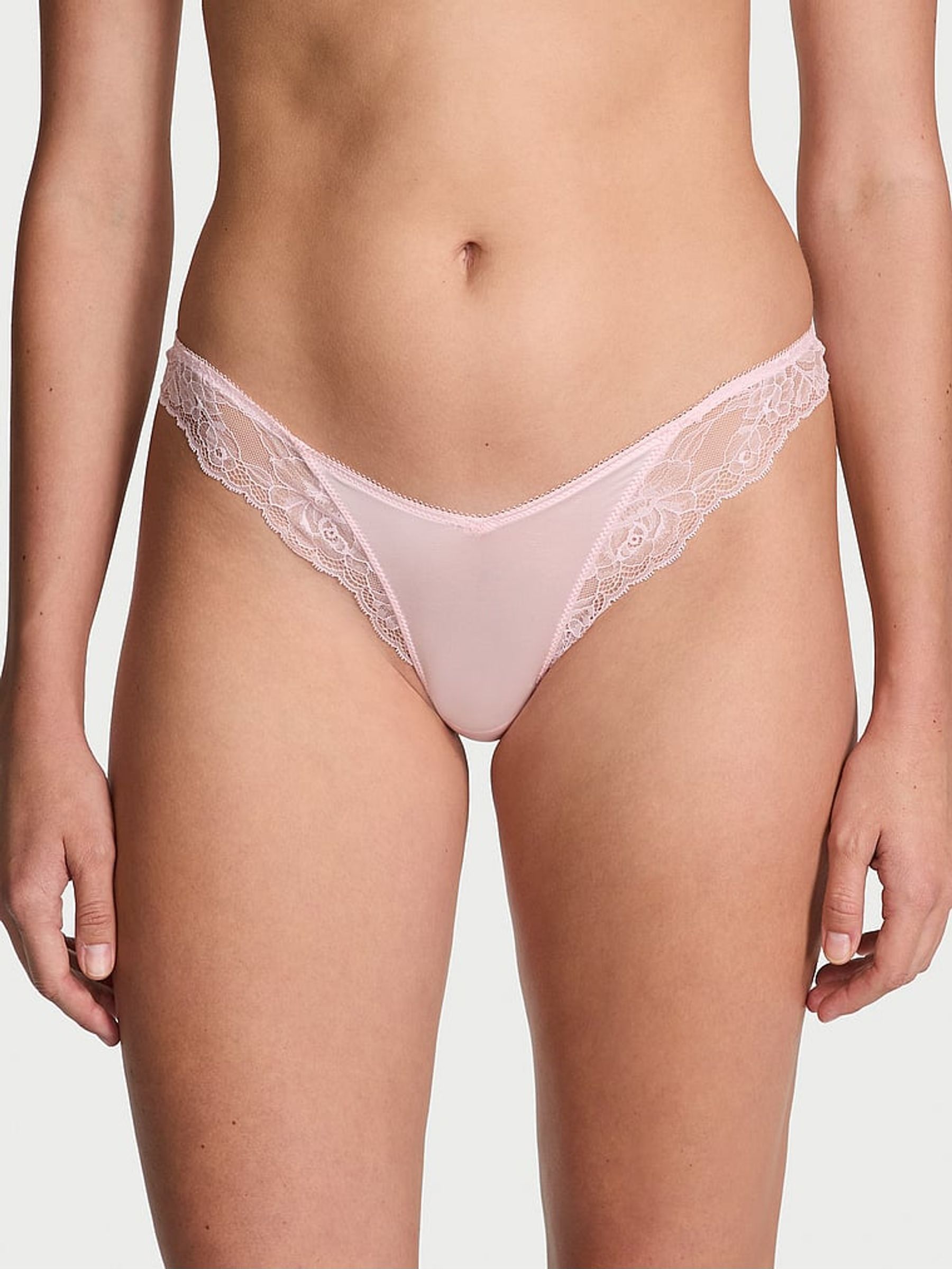 Angel Pink Thong Rose Lace Trim Knickers (AG8804) | €15.50