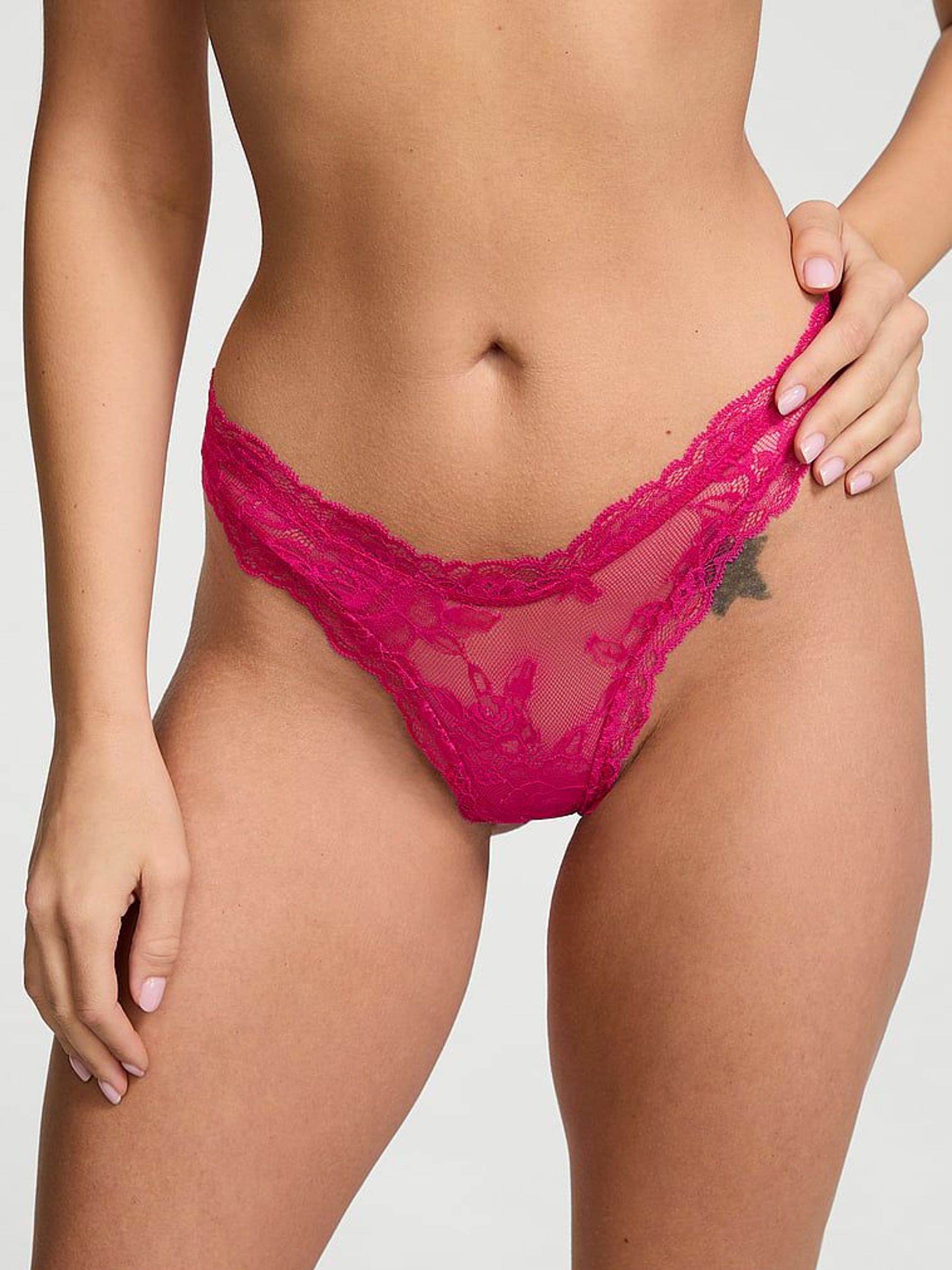 Cherry Blossom Pink Thong Rose Lace Knickers (AG8820) | €20.50