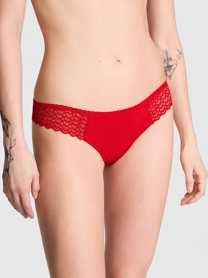 Vermillion Red Thong No Show Heart Lace Knickers (AG8823) | €10.50