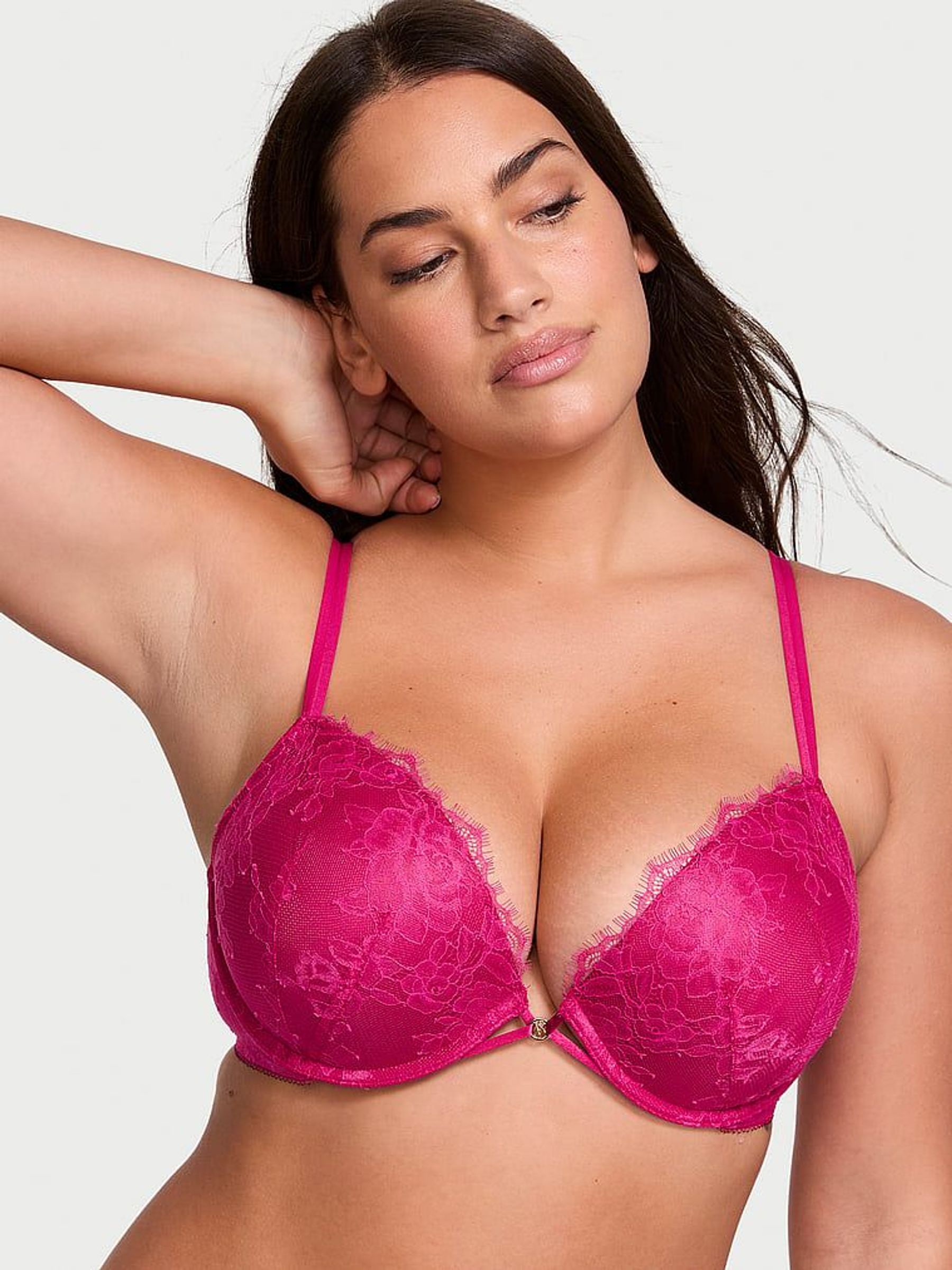 Cherry Blossom Pink Push Up Rose Lace Bra (AG8899) | €56
