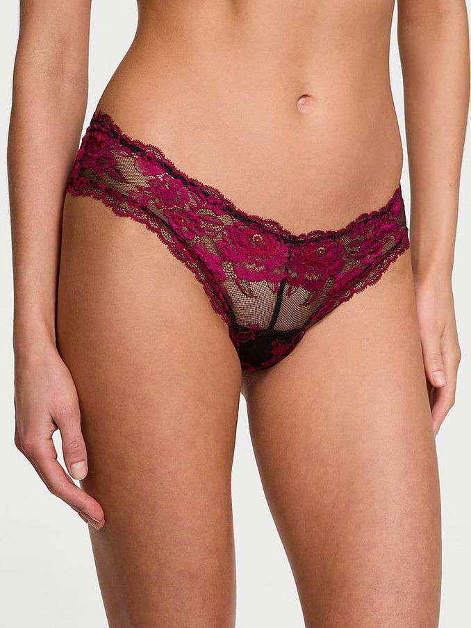 Black & Pink Cheeky Rose Lace Knickers (AG8912) | €20.50