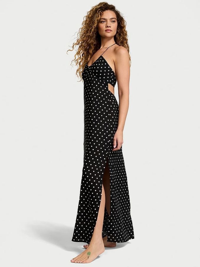 Black And White Dot Cover Up Maxi Dress (AG8918) | €79