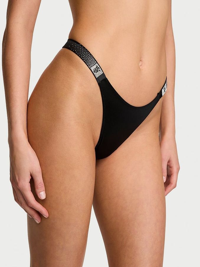 Black Thong Scattered Shine Strap Knickers (AG8922) | €22.50