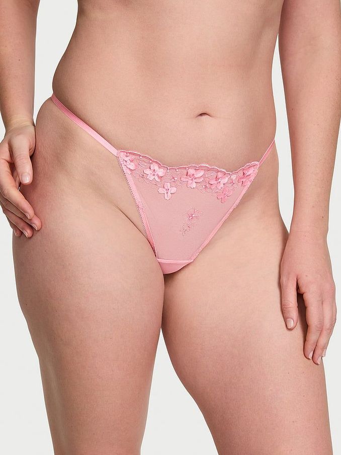 Pink Hope G String Pretty Petals Embroidered Knickers (AG8924) | €22.50