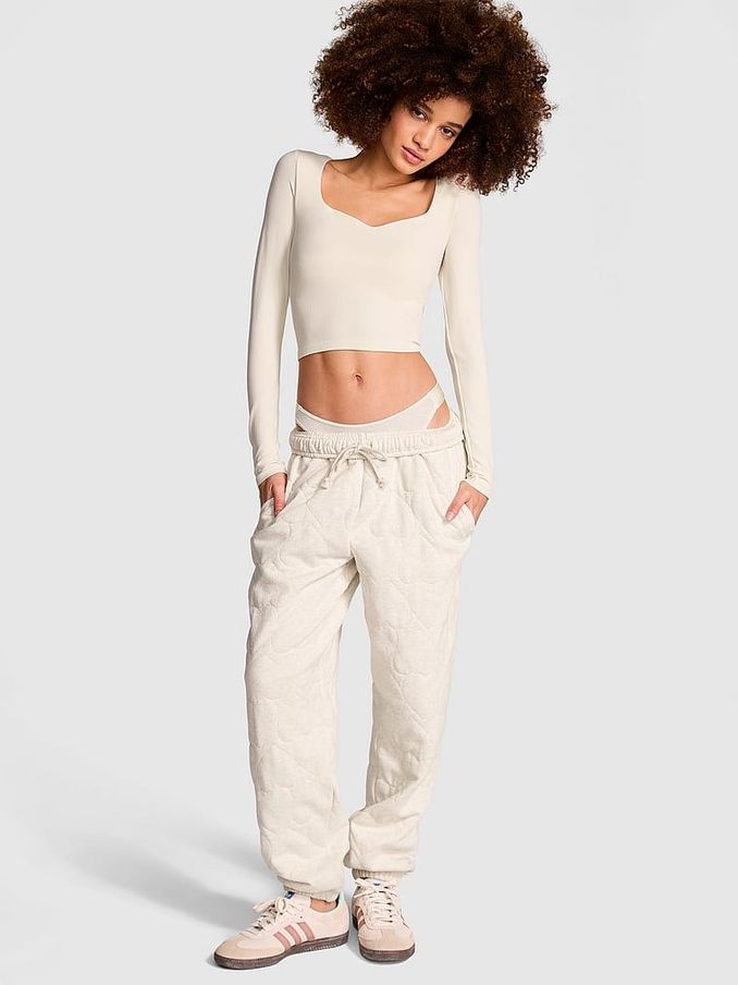 Natural Heather White Quilted Heart Joggers (AG8927) | €63