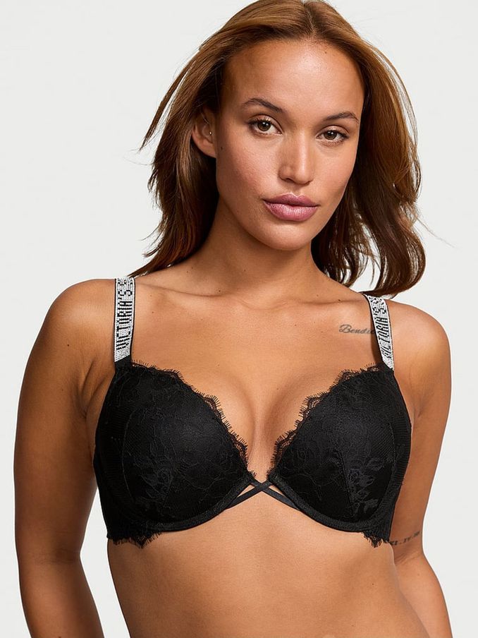 Black Push Up Shine Strap Bra (AG8937) | €68