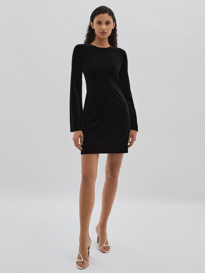 Code Open-Back Velvet Mini Dress in Black (AG9080) | €135