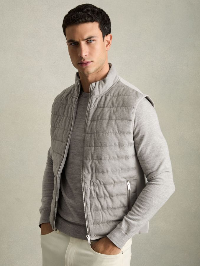 Brushed Jersey Quilted Gilet in Grey (AH6328) | $165