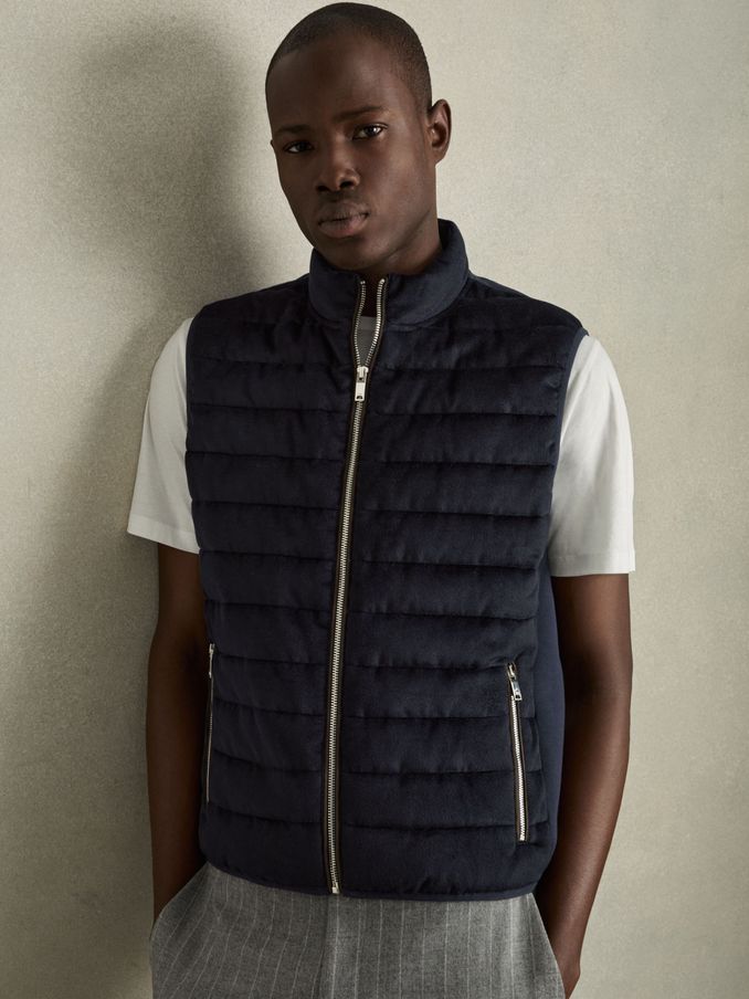 Brushed Jersey Quilted Gilet in Navy (AH6337) | €195