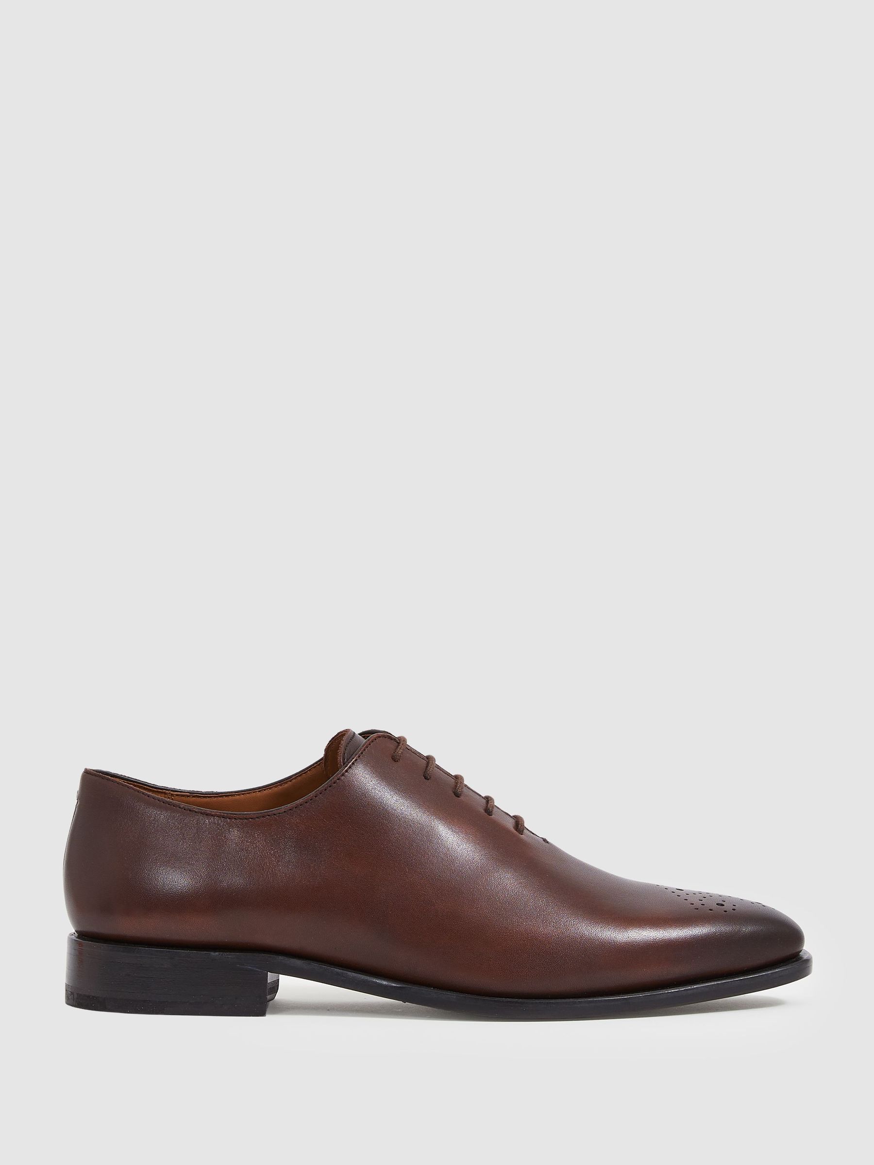 Leather Brogue Detail Lace-Up Shoes in Dark Tan (AH9235) | US$330