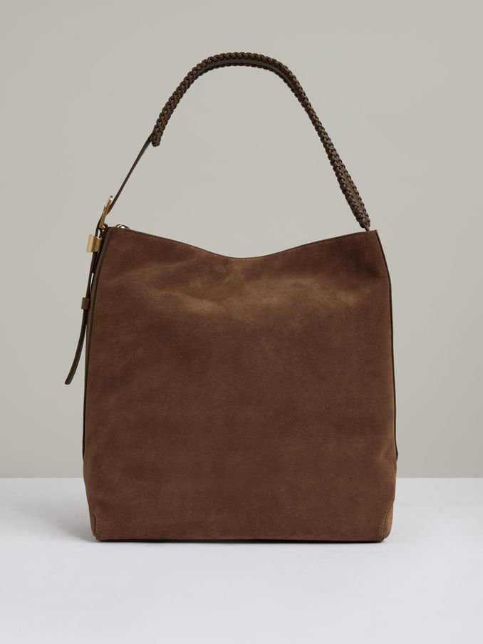 Suede Leather Braided-Strap Tote Bag in Rust (AH9236) | €345