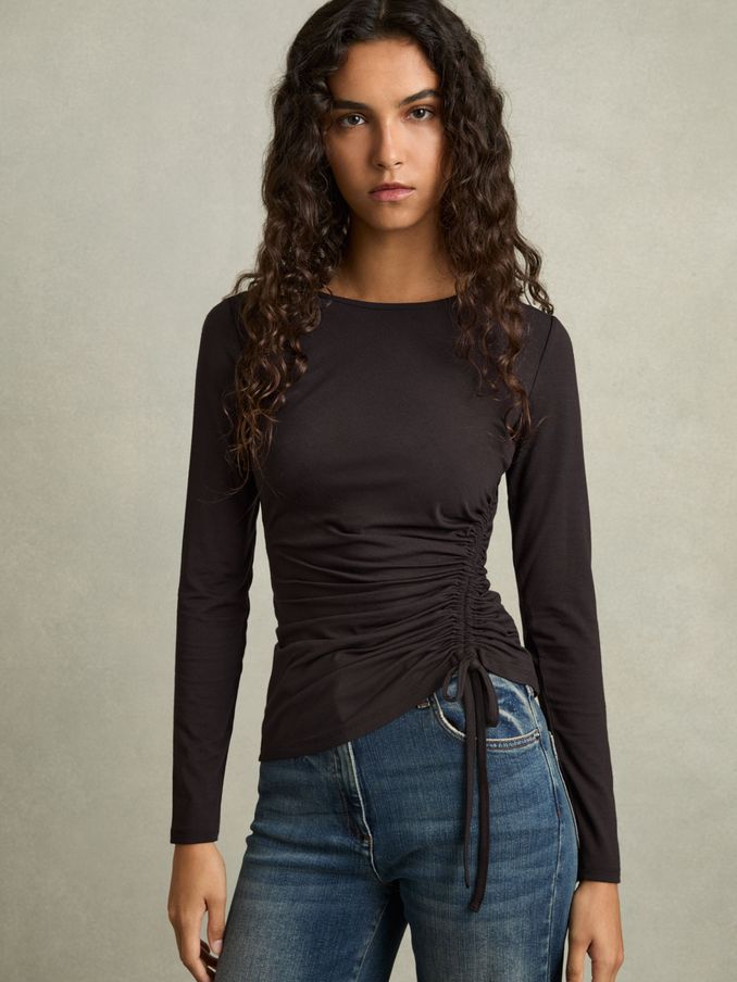 Jersey Ruched Top in Burgundy (AJ0092) | €82