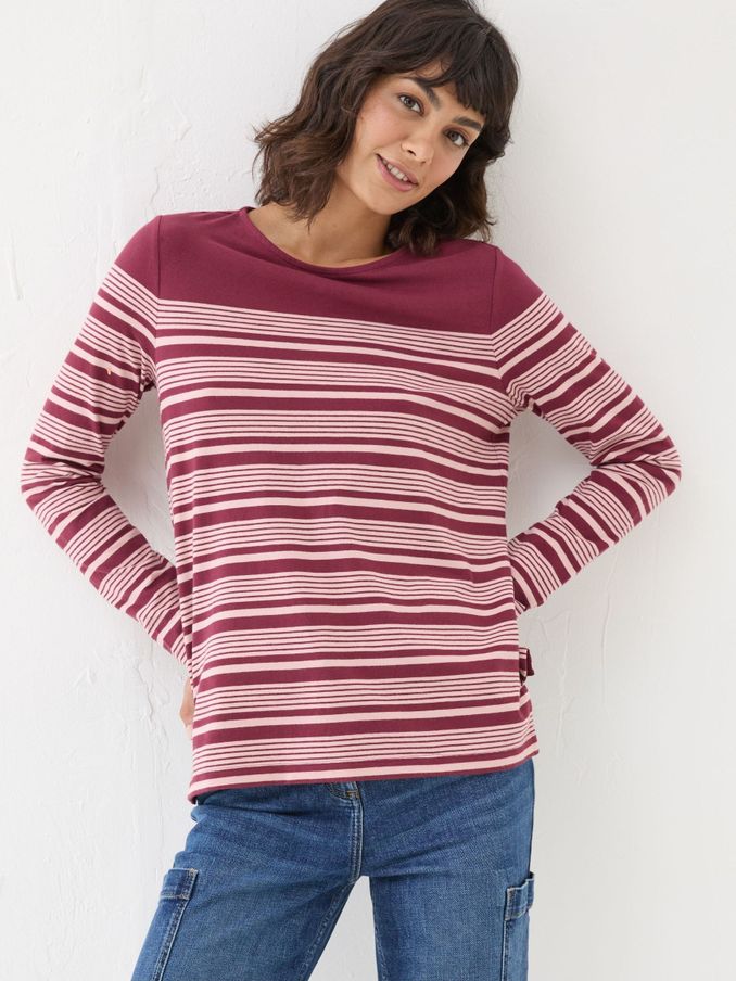 Bex Red Stripe Button Back Top (AJ0095) | $27