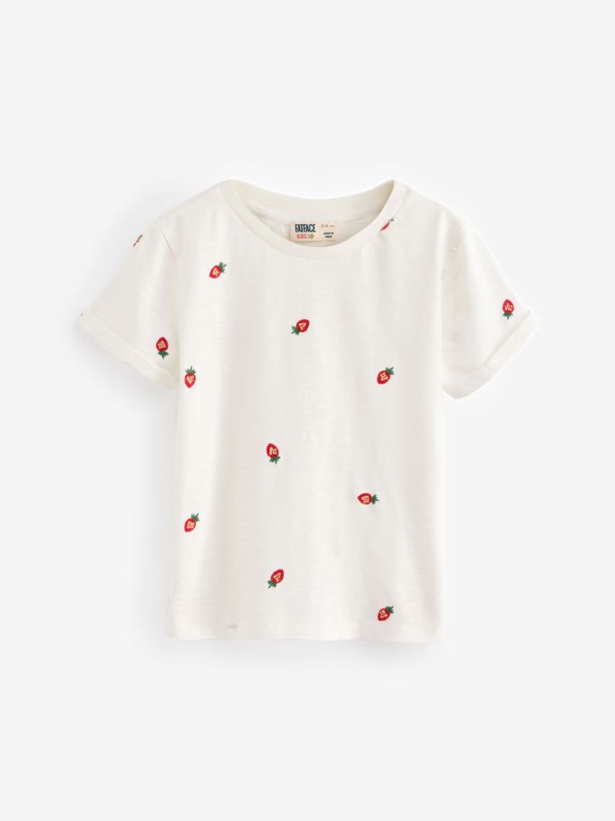 White Fruit Emb 100% Cotton T-Shirt (AJ0442) | $10