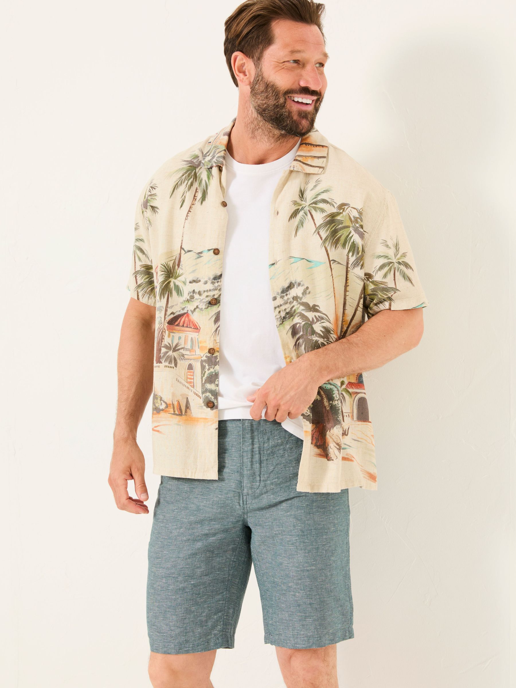 Mawes Dark Teal Cotton Linen Chino Shorts (AJ1388) | €60.50