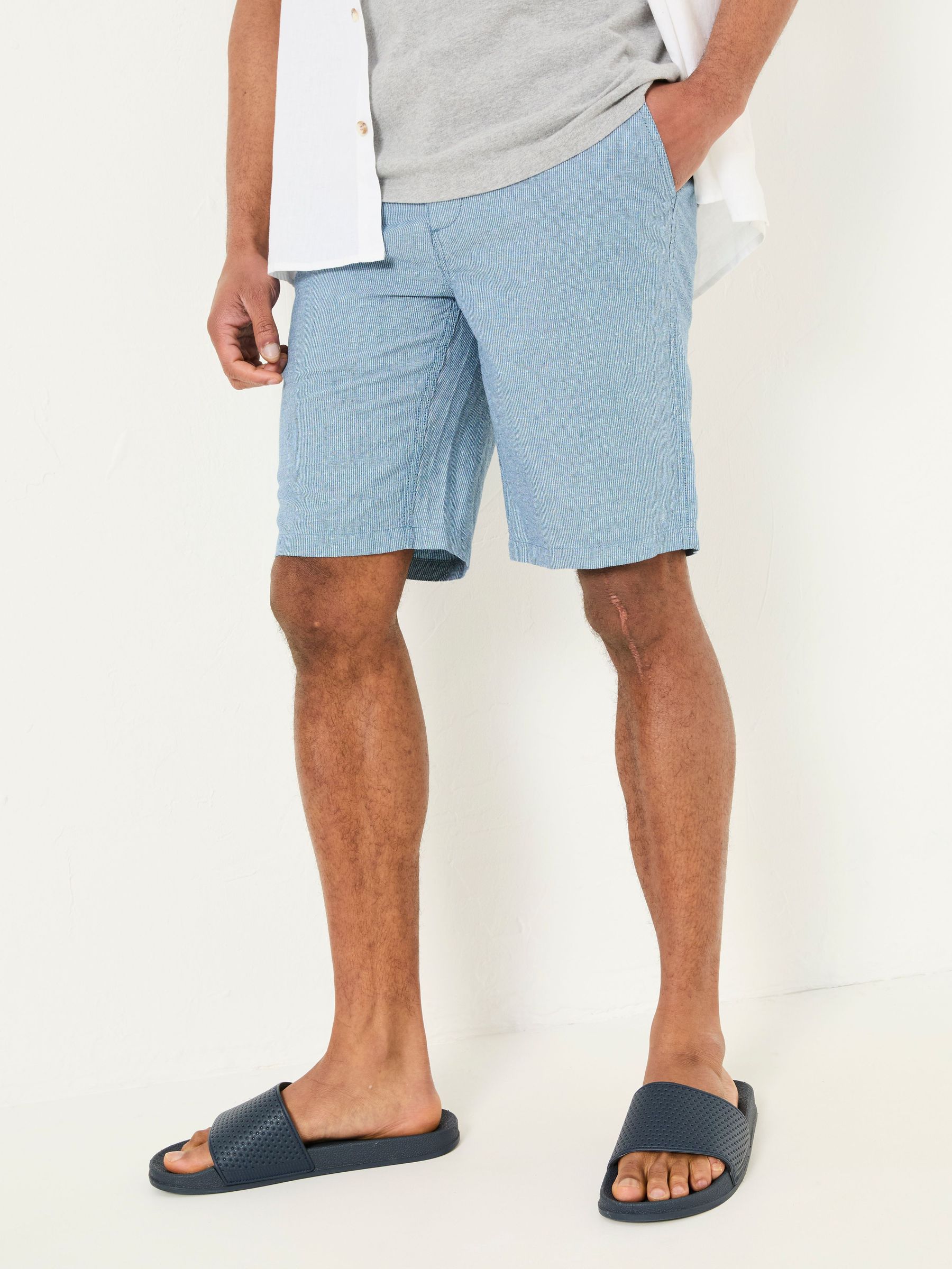 Mawes Blue Cotton Linen Chino Shorts (AJ1403) | €60.50