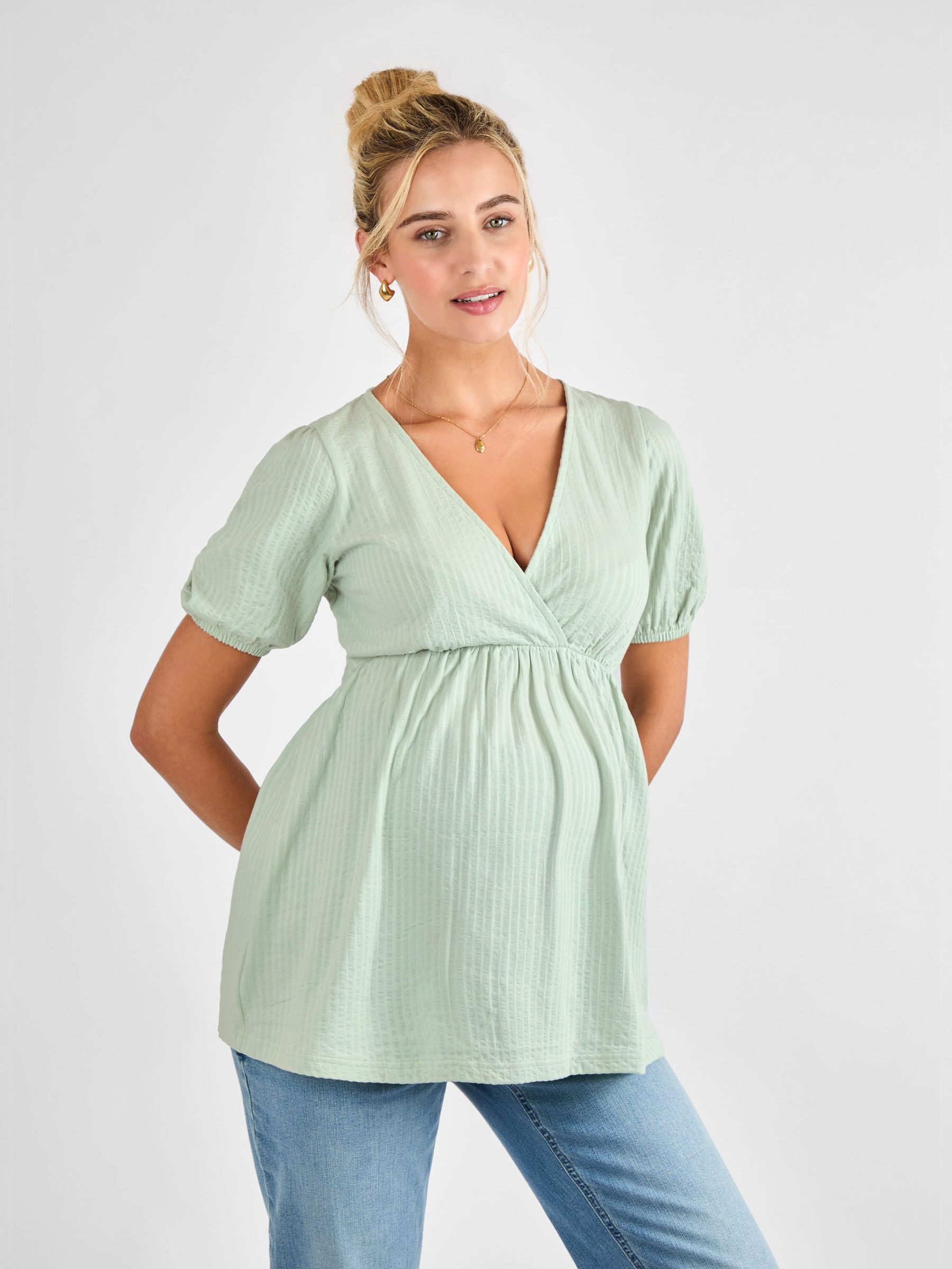 Sage Short Sleeve Maternity Jersey Top (AJ4475) | $51