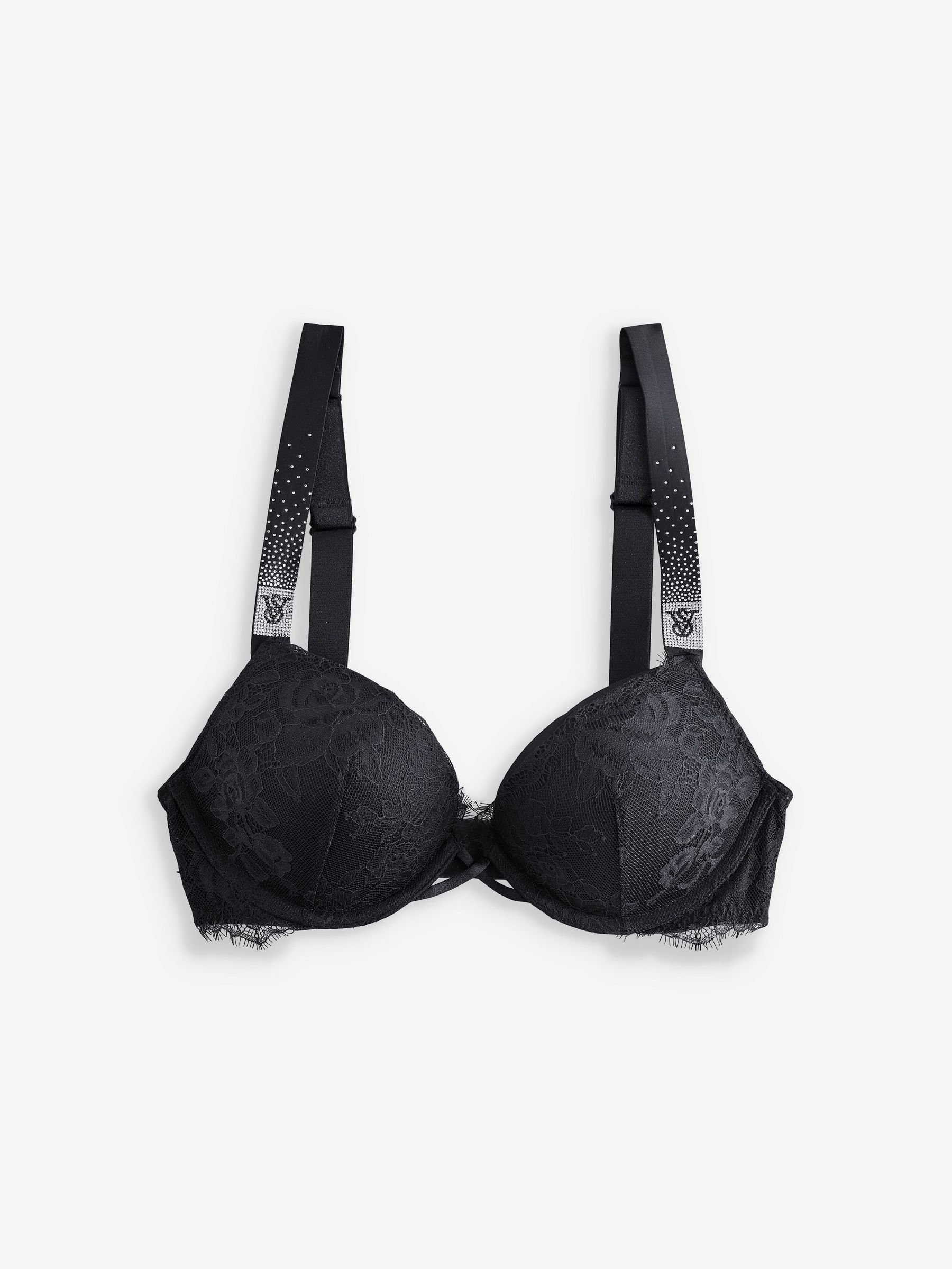 Black Add 2 Cups Push Up Lace Bombshell Scattered Shine Strap Bra (AJ4619) | €68