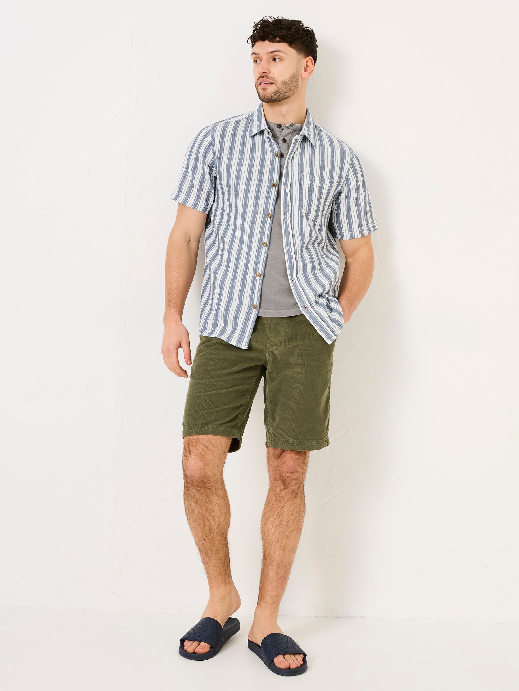 Hyde Blue Short Sleeve Stripe 100% Cotton Shirt (AJ5138) | €58