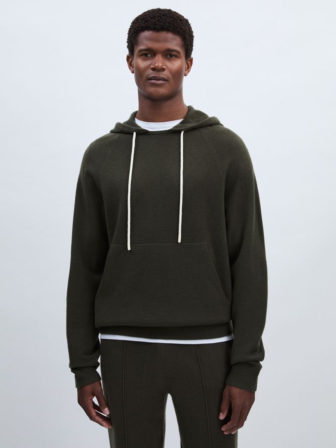 Paige Donaldson Drawstring Knitted Hoodie in Khaki (AJ8813) | €395