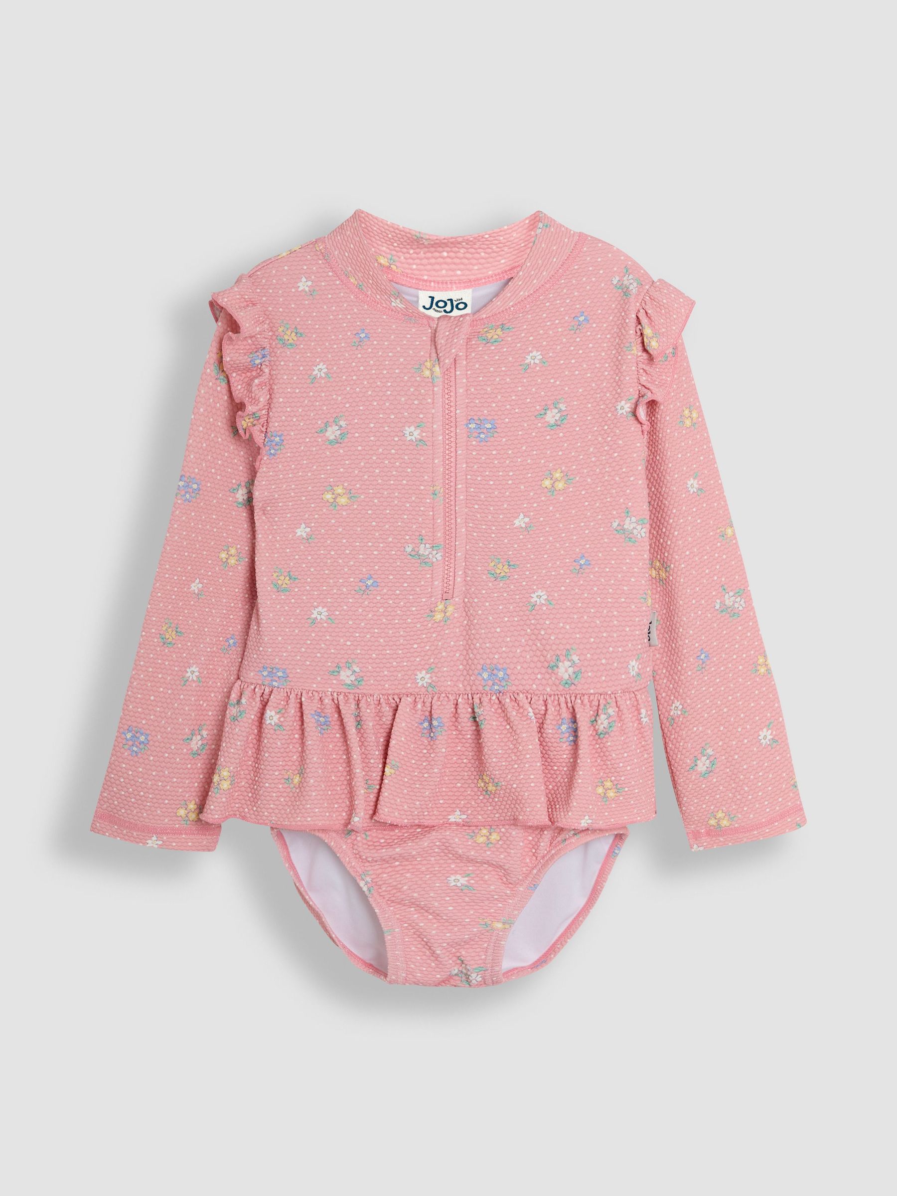 Pink Textured Long Sleeve Swimsuit (AJ9618) | $34 - $38