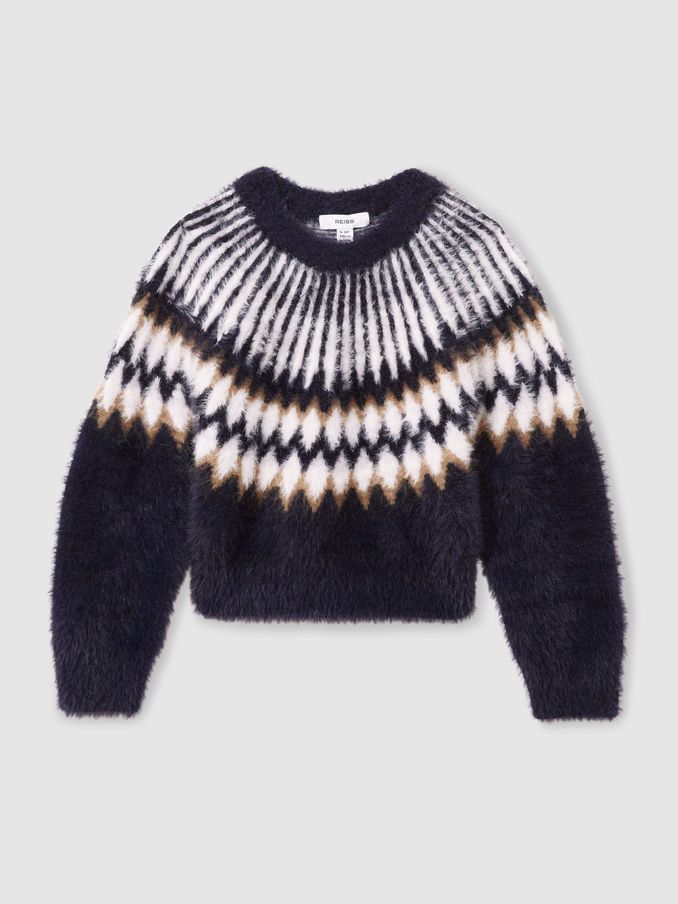 13-14 yrs Fair Isle Jumper With Wool in Navy (AK0894) | €29