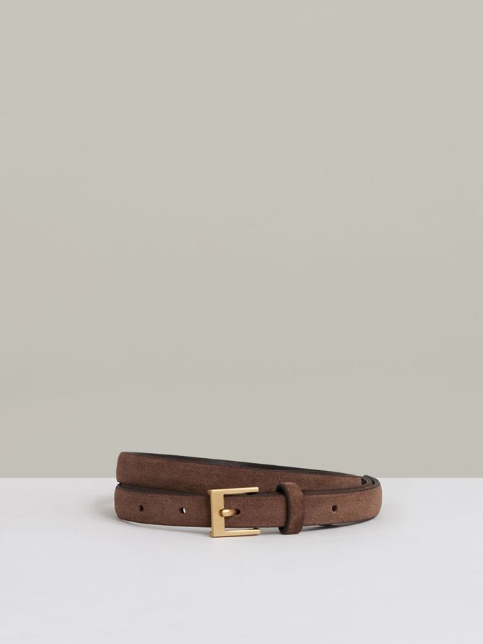Leather Skinny Belt in Rust (AK0910) | US$60