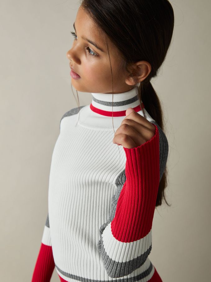 9-13 yrs Ribbed Roll-Neck Jumper in Ivory (AK0918) | €36