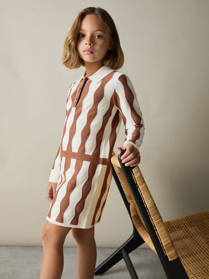 4-9 yrs Zig-Zag Knit Collared Dress in Ecru (AK0930) | HK$323