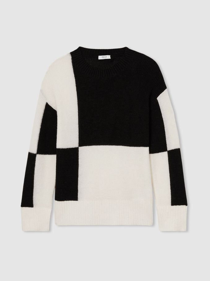 13-14 yrs Colourblock-Intarsia Jumper with Wool and Alpaca in Black (AK0931) | €43