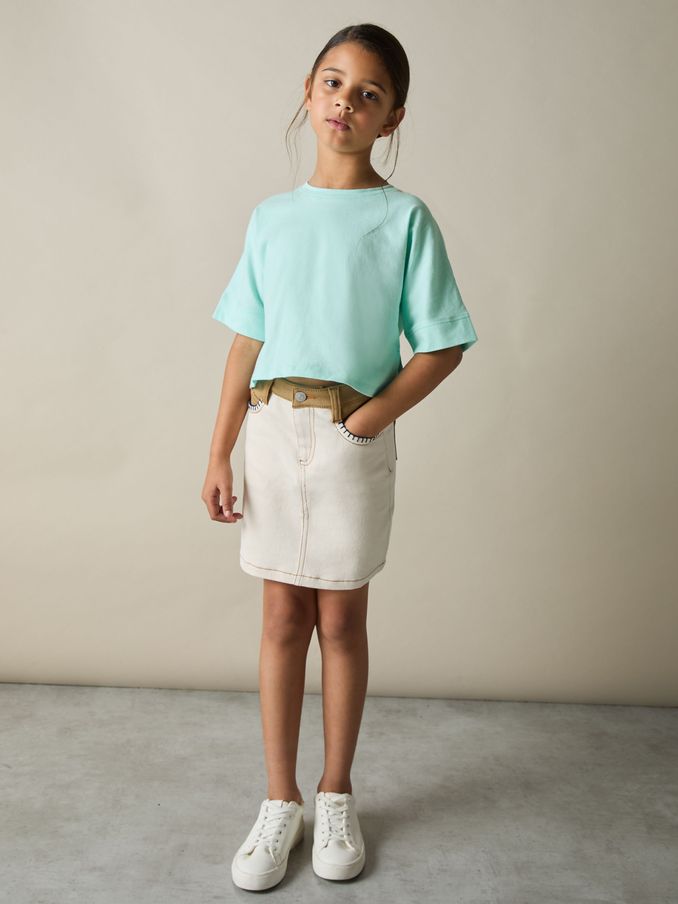 9-13 yrs Cotton Oversized Short-Sleeve T-Shirt in Aqua (AK0932) | US$20