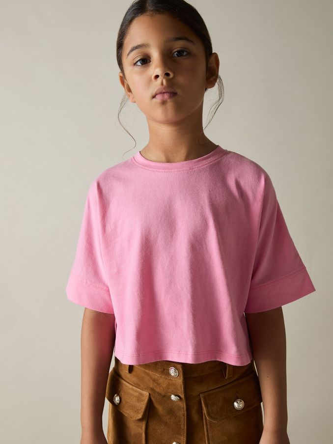 4-9 yrs Cotton Oversized Short-Sleeve T-Shirt in Bright Pink (AK0934) | US$20