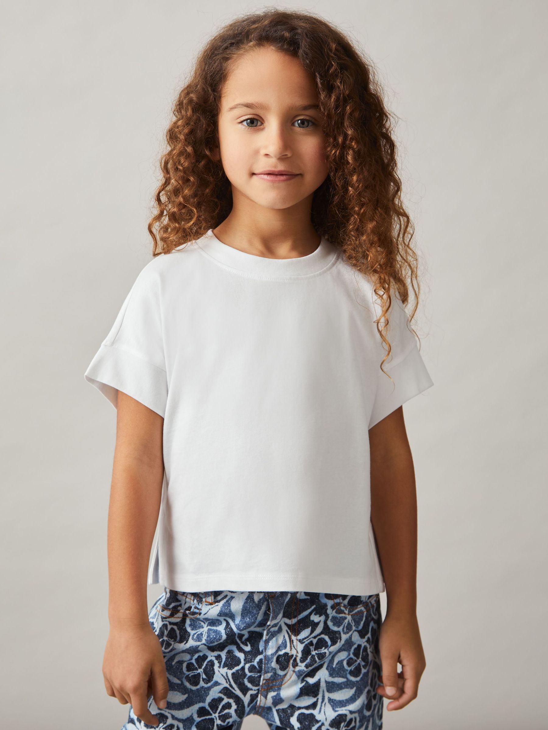 9-13 yrs Cotton Oversized Short-Sleeve T-Shirt in Ivory (AK0952) | €15