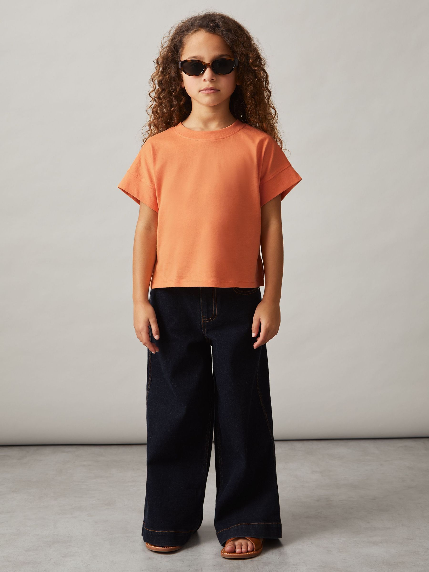 T-shirt oversize à manches courtes en coton 4-9 ans, orange (AK0958) | 15 €