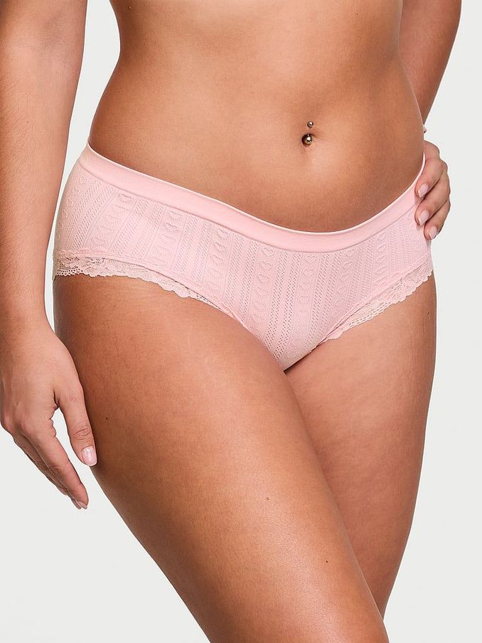 Pretty Blossom Pink Hipster Heart Pointelle Knickers (AK1054) | €10.50