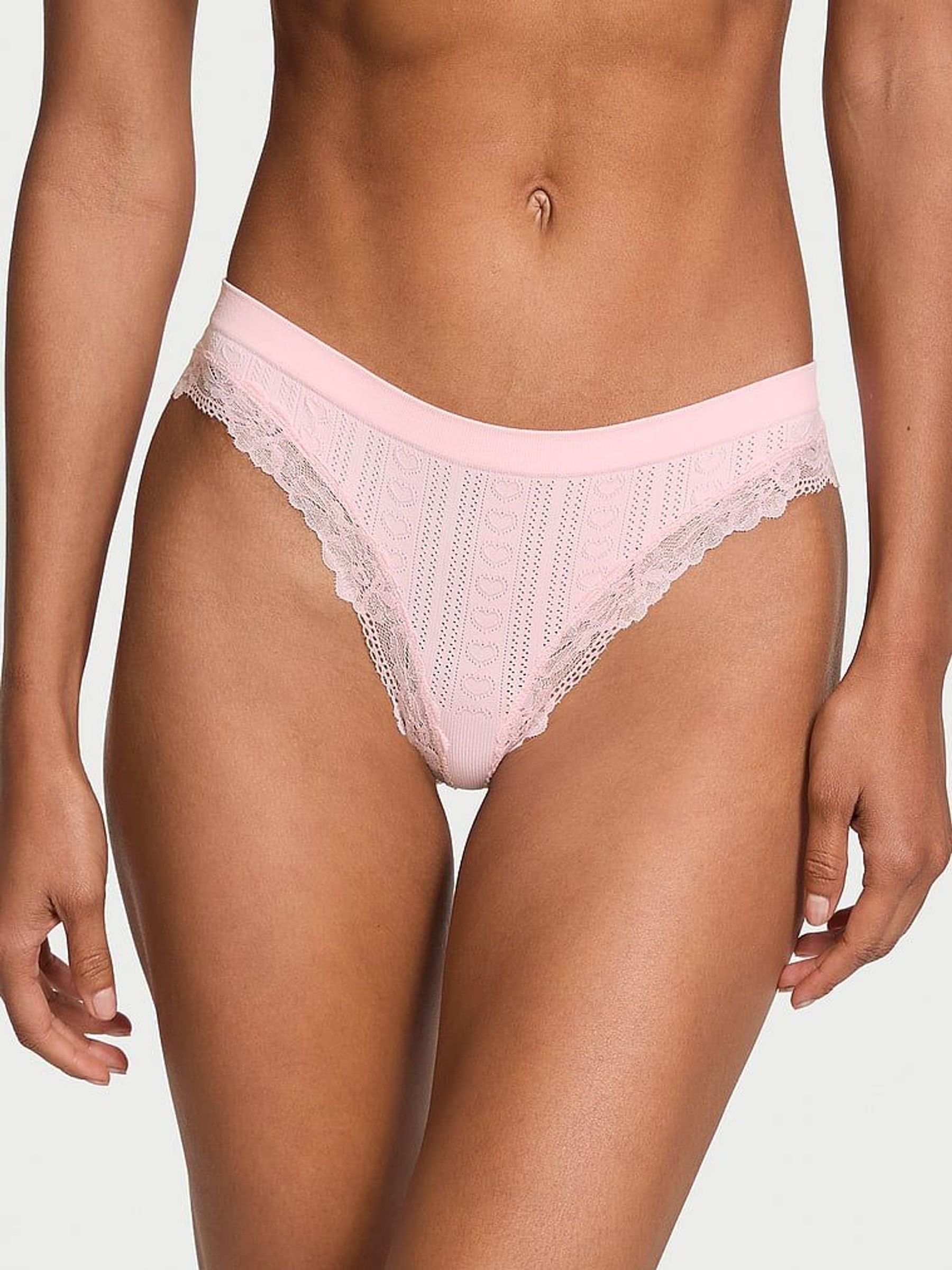 Pretty Blossom Pink Bikini Heart Pointelle Knickers (AK1066) | €4