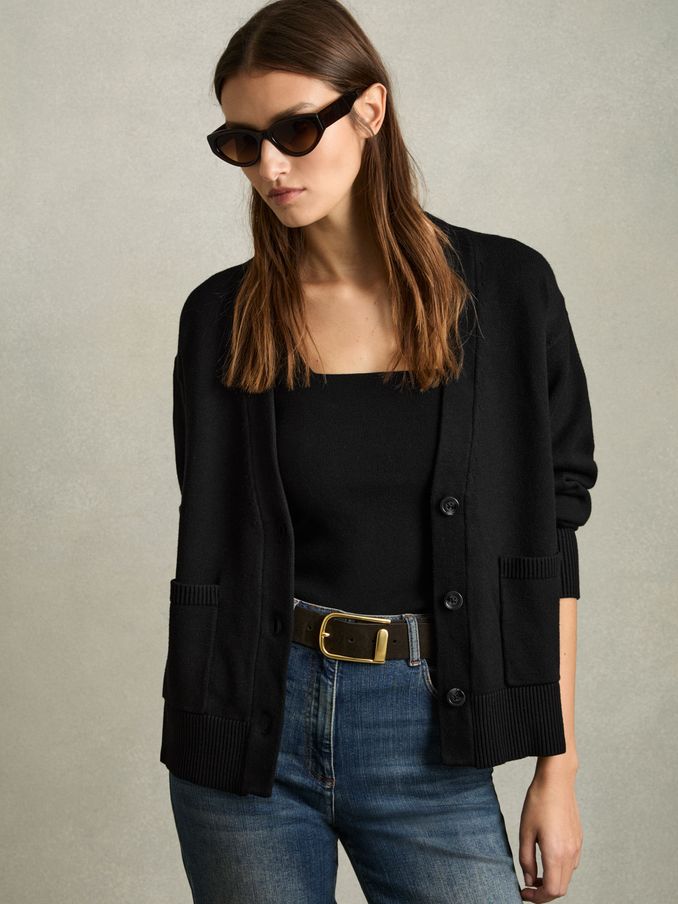 Chunky Knitted Cardigan in Black (AK1777) | €185