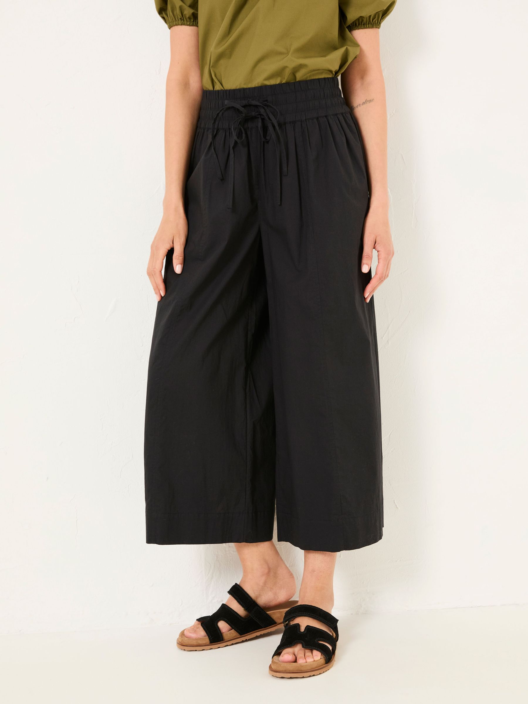 Aubrey Black Wide Leg Crop Trouser (AK4816) | $85